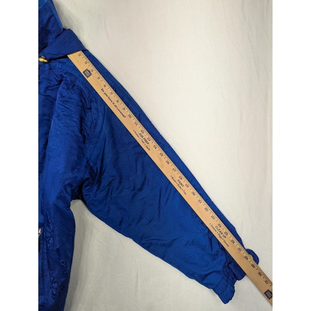 Obermeyer Royal Blue Damask‎ Pattern Hooded Ski Jacket Women's Size 12